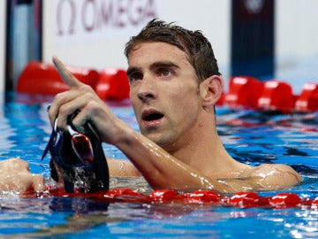 Michael Phelps celebra su oro en Río 2016