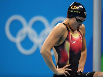 Mireia Belmonte, antes de competir en la final de 800 libre