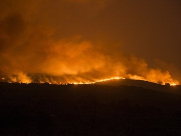 Incendio forestal declarado en Cualedro, Ourense.