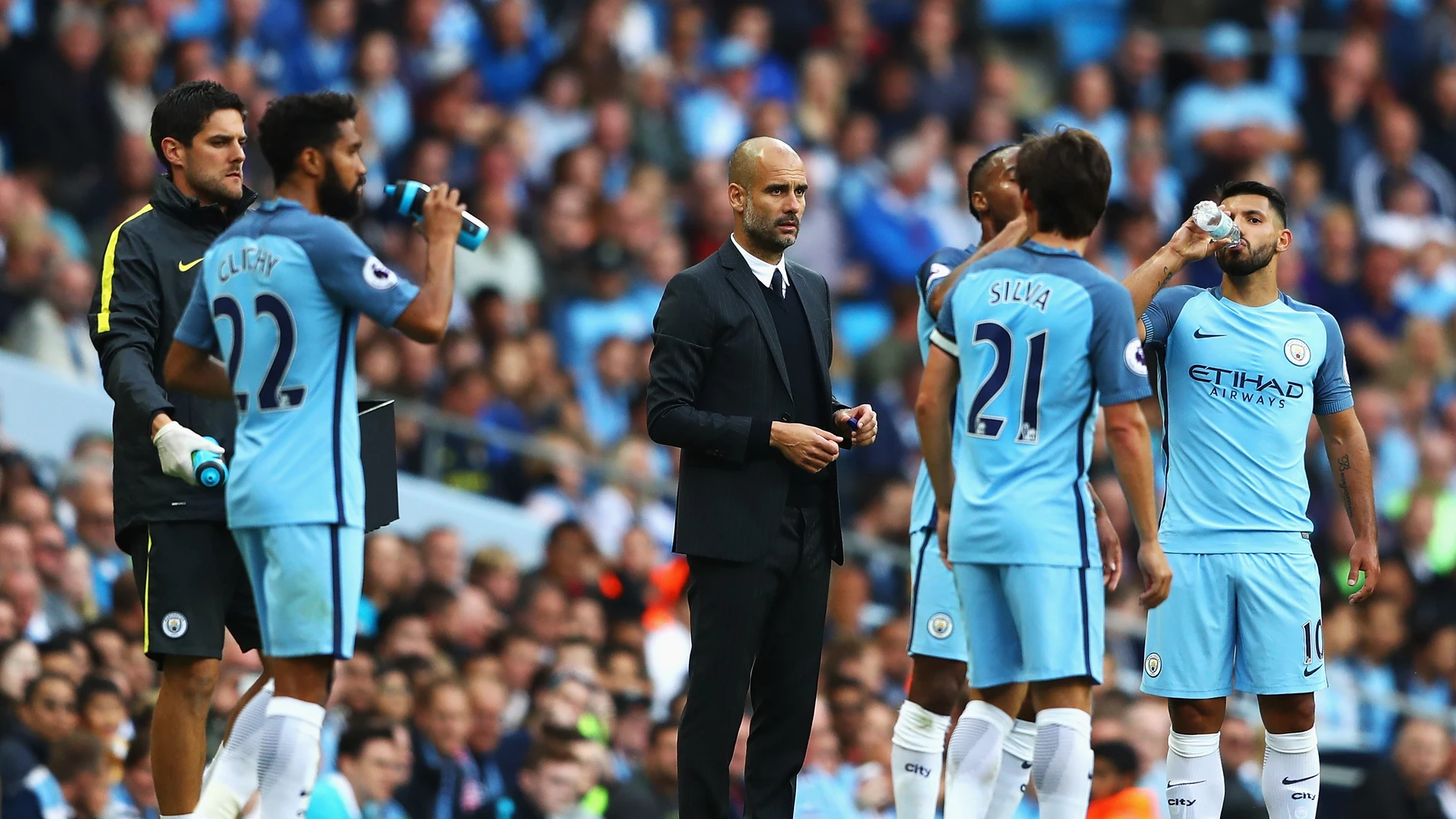 Guardiola, en el banquillo del Manchester City
