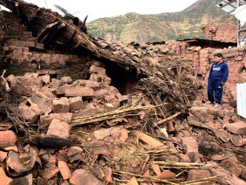 Escombros tras el terremoto de Perú.