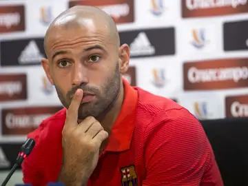 Javier Mascherano en rueda de prensa Javier Mascherano en rueda de prensa