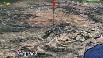 Mapa de España que muestra la ubicación de la bola de fuego