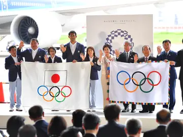 La bandera olímpica llega Tokio La bandera olímpica llega Tokio