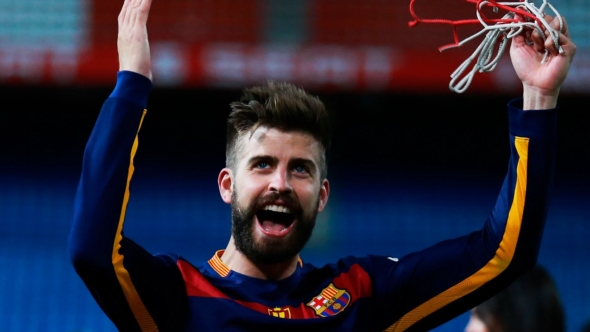 Gerard Piqué, feliz tras el triunfo del Barcelona