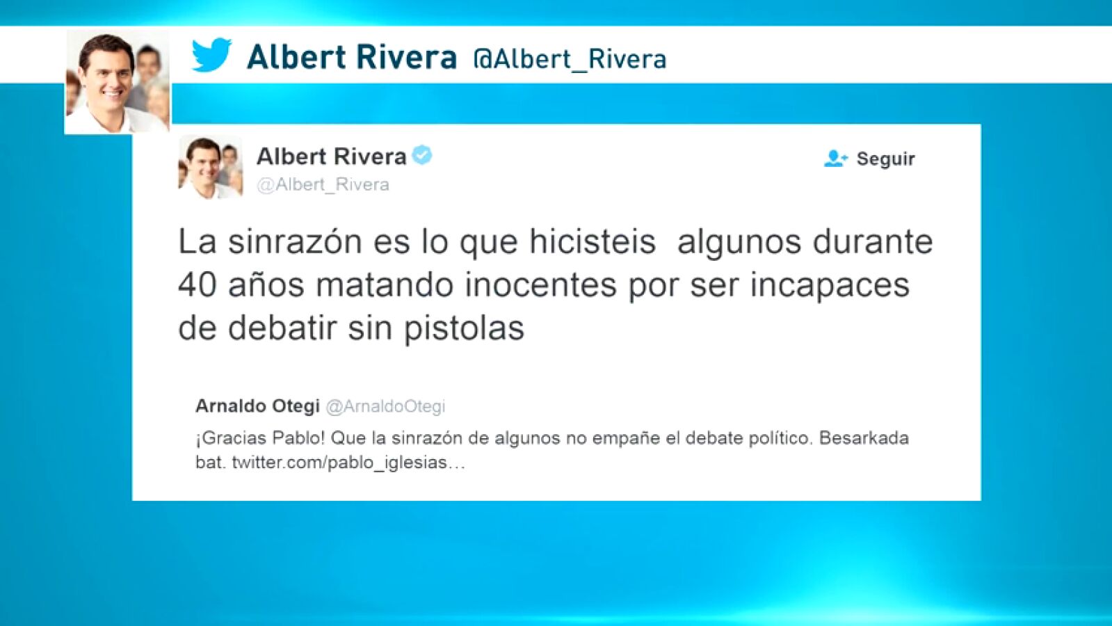 Albert Rivera le recuerda a Otegi los asesinatos de ETA