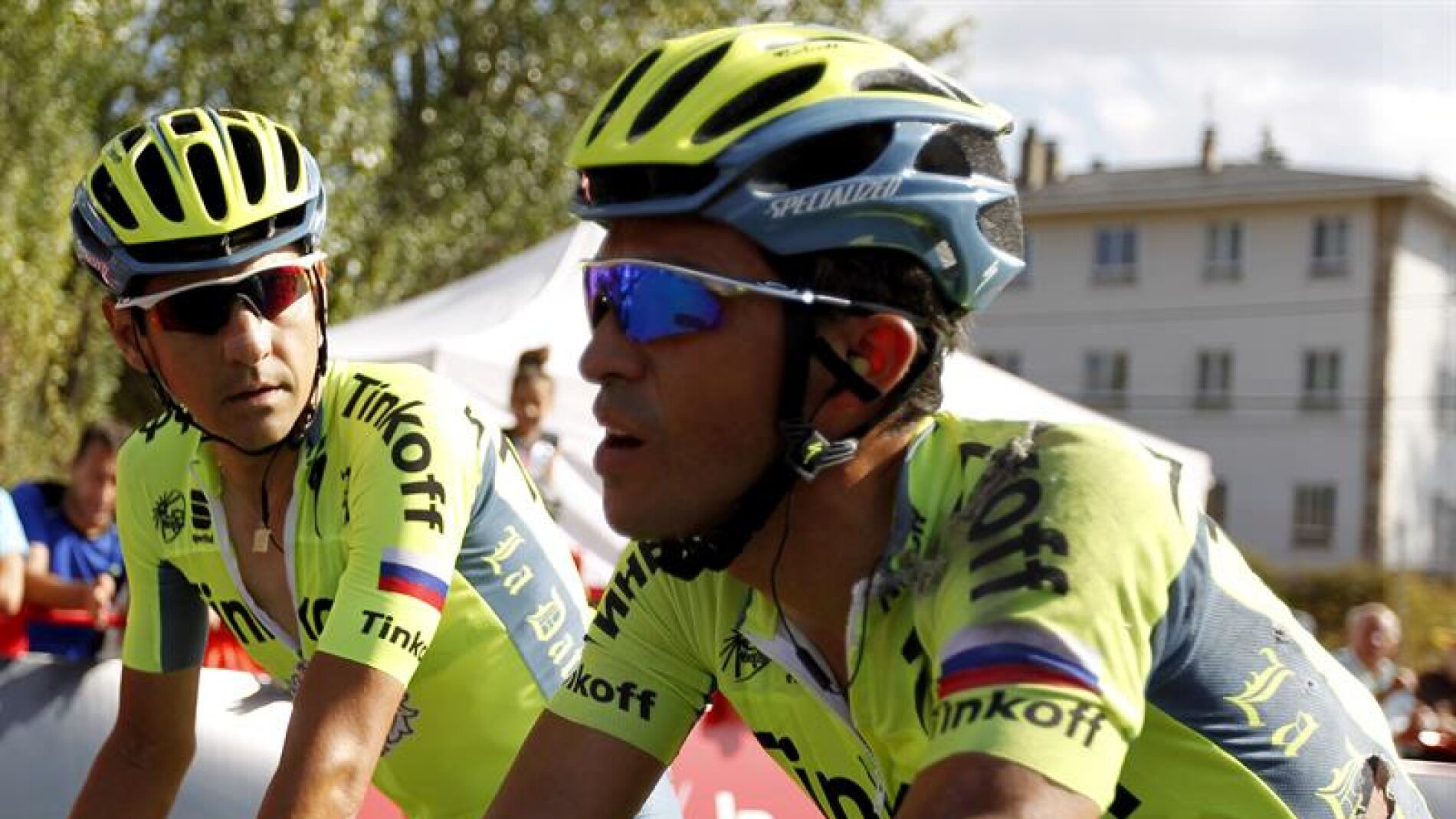 Alberto Contador, a su paso por meta en la etapa de la Vuelta a Espa&ntilde;a