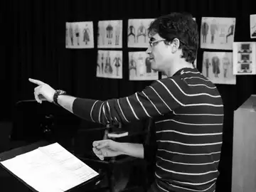 El música madrileño ensayando El música madrileño ensayando