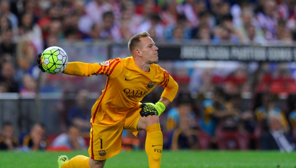 Ter Stegen, en un partido con el Barça