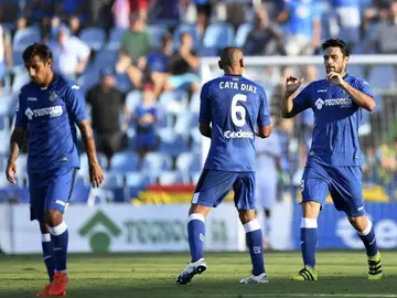 Los jugadores del Getafe celebran el gol ante el Reus Los jugadores del Getafe celebran el gol ante el Reus