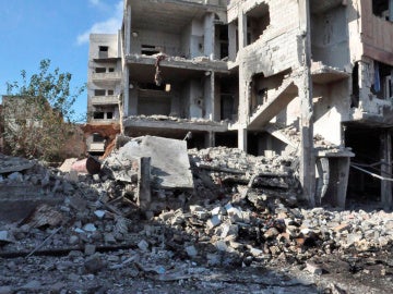 Zona asolada de la ciudad de Homs, en Siria