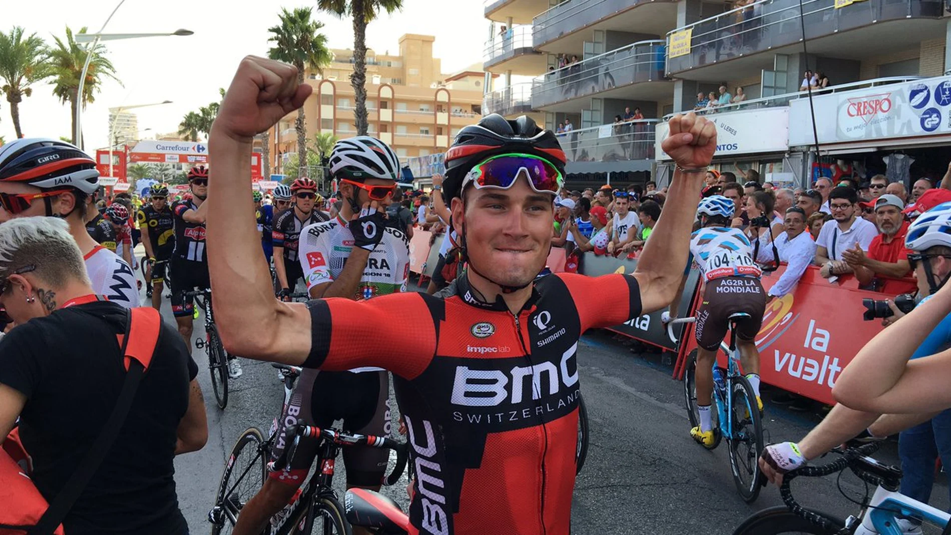 Drucker celebra su triunfo en la decimosexta etapa de la Vuelta Drucker celebra su triunfo en la decimosexta etapa de la Vuelta