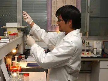 Un investigador en un laboratorio. Un investigador en un laboratorio.