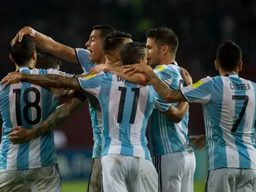 La selección argentina celebrando un gol La selección argentina celebrando un gol