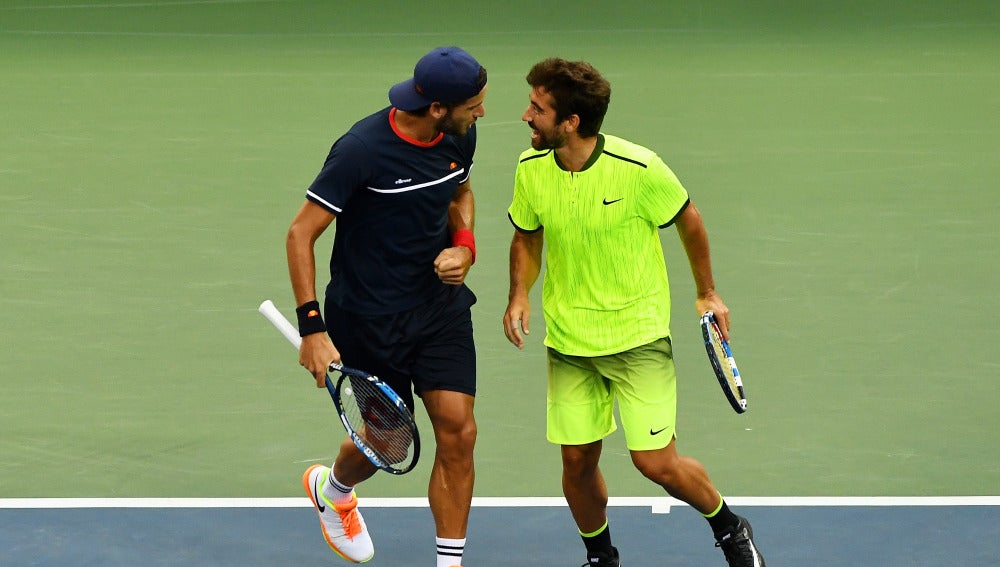 Feliciano López junto a Marc López en el Abierto de Estados Unidos