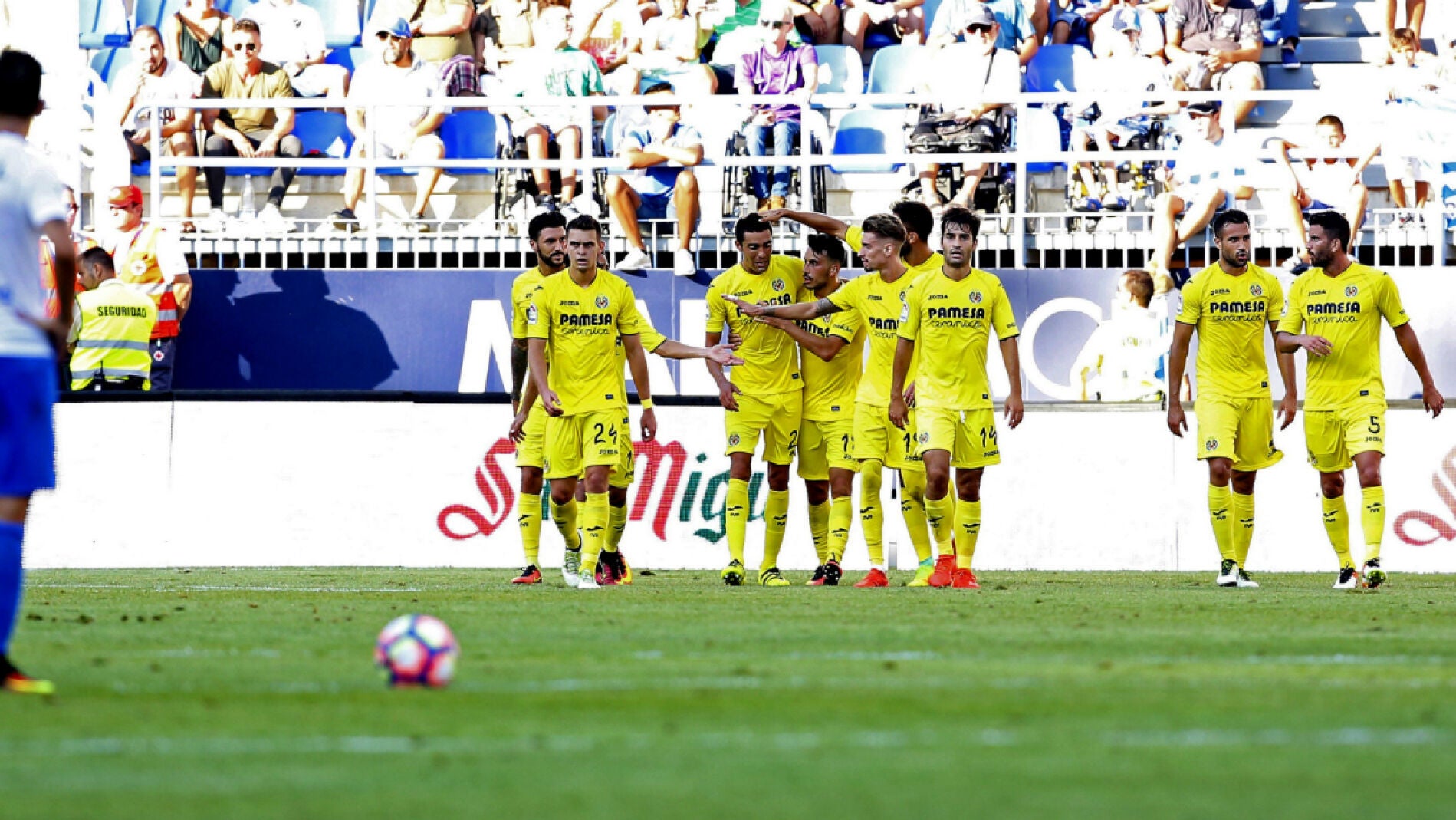 El Villarreal celebra un gol ante el M&aacute;laga