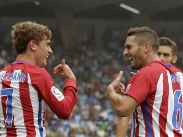 Griezmann y Koke celebran un gol del Atlético de Madrid Griezmann y Koke celebran un gol del Atlético de Madrid