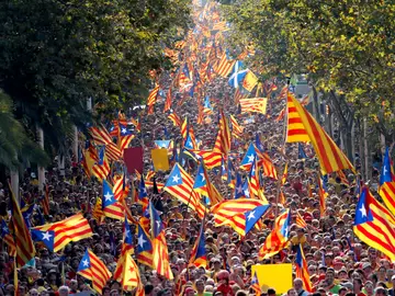 Manifestación independentista en la Diada de Cataluña. Manifestación independentista en la Diada de Cataluña.