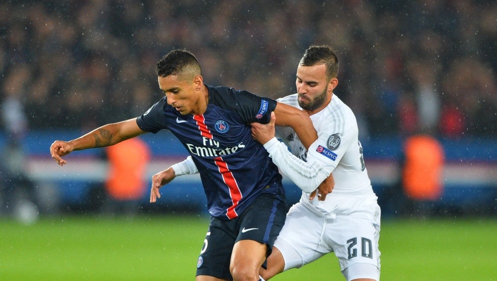 Jesé contra el PSG en su etapa en el Madrid.