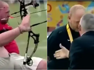 Intenta dar la mano a un atleta sin brazos Intenta dar la mano a un atleta sin brazos