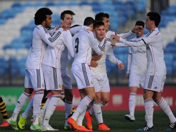 El Real Madrid Castilla celebrando un gol