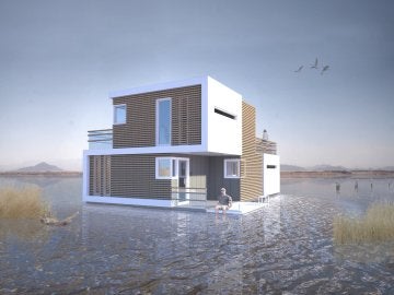 Imagen del prototipo de casa divisible diseñada por el estudio holandés OBA.