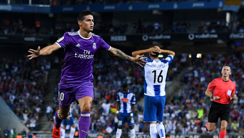 James abrió el marcador a favor del Real Madrid ante el Espanyol 