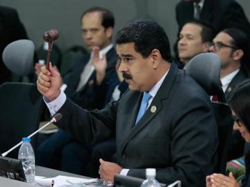 El presidente de Venezuela, Nicolás Maduro, durante la XVII cumbre del Movimiento de Países No Alineados