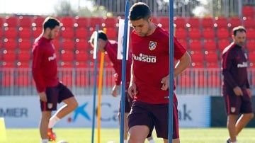 Gabi, en el entrenamiento del Atlético de Madrid