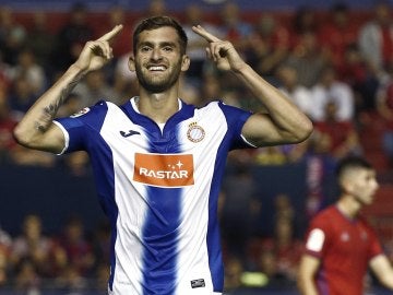 Leo Baptistao celebra su gol contra el Osasuna