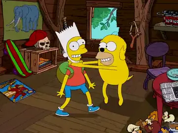 Frame 27.768476 de: 'Los Simpson' y 'Hora de Aventuras': crossover en la cabecera de la serie de Fox Frame 27.768476 de: 'Los Simpson' y 'Hora de Aventuras': crossover en la cabecera de la serie de Fox