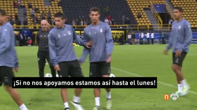 Cristiano Ronaldo, de mal humor en el entrenamiento del Westfalenstadion
