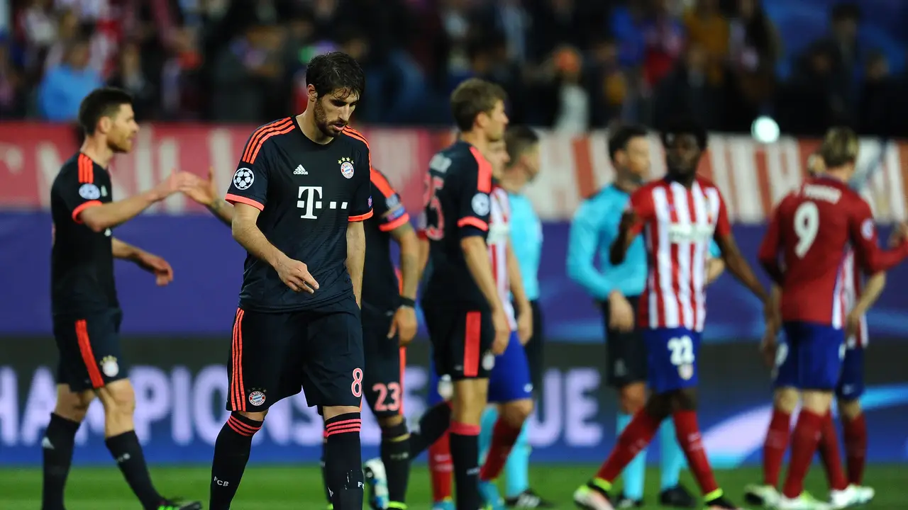 Los jugadores del Bayern, en el duelo de la temporada pasada en El Calderón