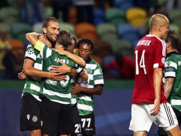 El Sporting de Portugal celebra un gol