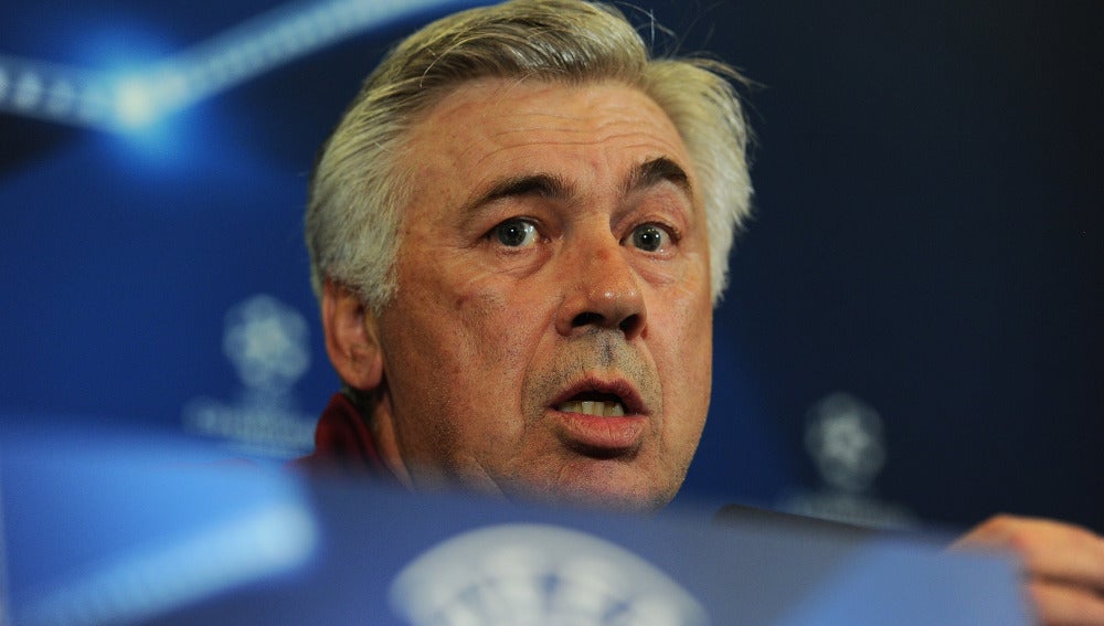 Carlo Ancelotti, durante la rueda de prensa previa al choque ante el Atlético de Madrid