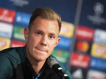 Ter Stegen, durante la rueda de prensa Ter Stegen, durante la rueda de prensa