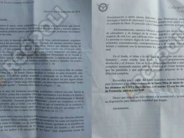 La carta del director del colegio Juan Pablo II de Alcorcón