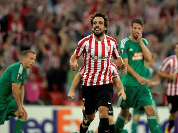 Beñat celebra su gol ante el Rapid de Viena Beñat celebra su gol ante el Rapid de Viena