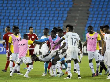 Jugadores de la Selección de Ghana celebrando un triunfo Jugadores de la Selección de Ghana celebrando un triunfo