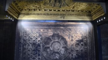 Imagen del techo del Templo de Bel en Palmira durante la presentación a los medios de la exposición 'Renacer de la destrucción'