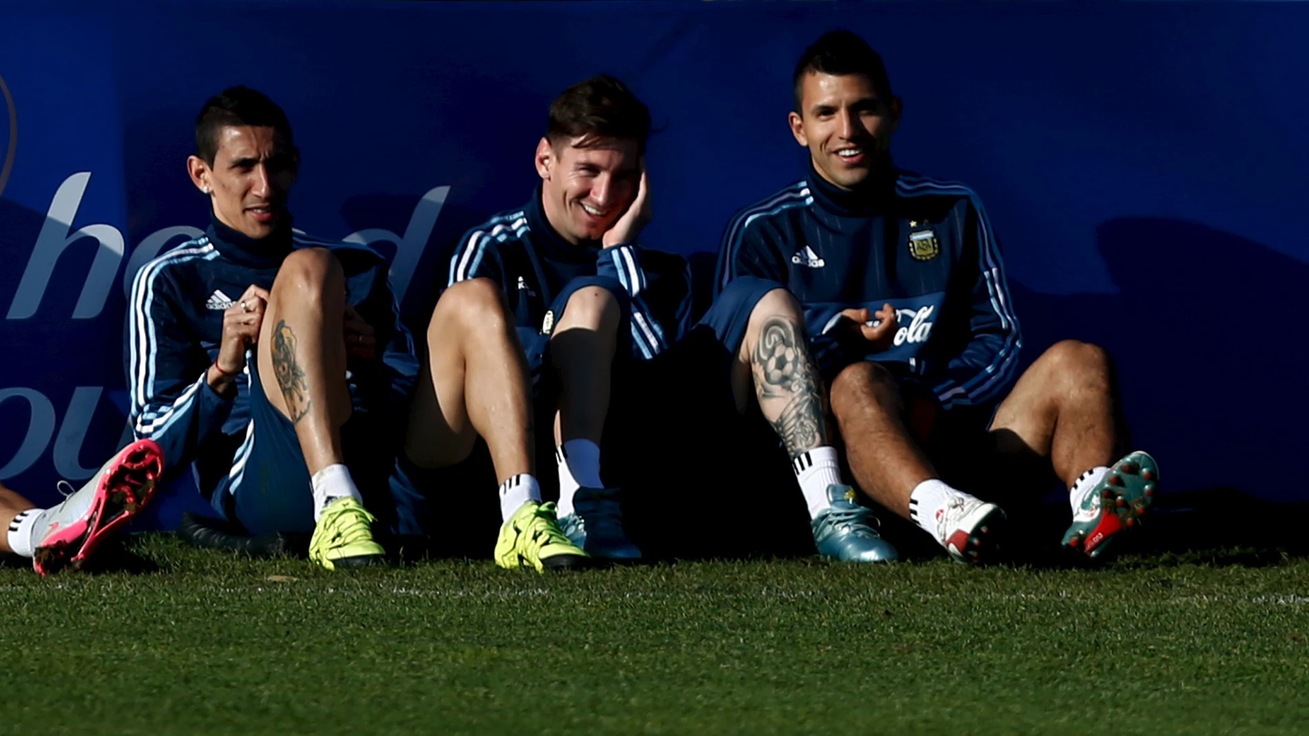 Di María, Messi y Agüero, durante un entrenamiento con la 'albiceleste' Di María, Messi y Agüero, durante un entrenamiento con la 'albiceleste'