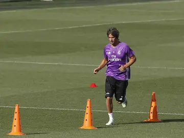 Coentrao, durante un entrenamiento en Valdebebas (Archivo) Coentrao, durante un entrenamiento en Valdebebas (Archivo)