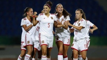 Las jugadoras españolas celebran un gol ante Alemania