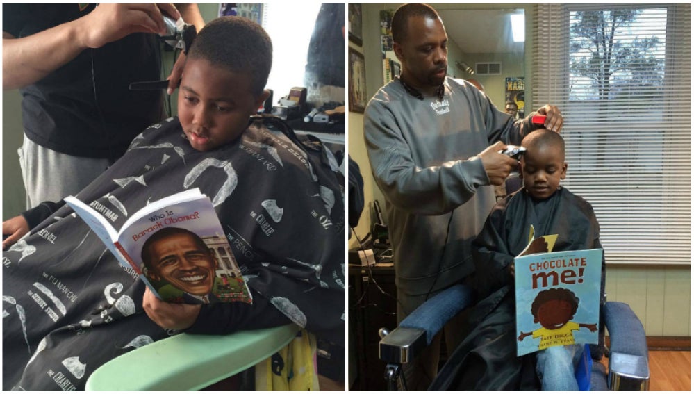 Barbería que fomenta la lectura de los pequeños
