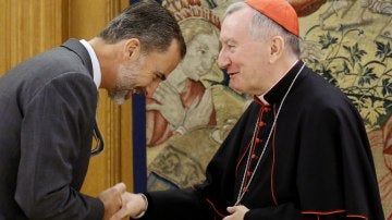  Felipe VI recibe en el Palacio de La Zarzuela al secretario de Estado de la Sanda Sede, el cardenal Pietro Parolin