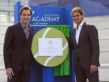 Rafa Nadal, en la inauguración de su Academia junto a Roger Federer Rafa Nadal, en la inauguración de su Academia junto a Roger Federer