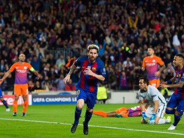 Messi, tras marcar ante el Manchester City