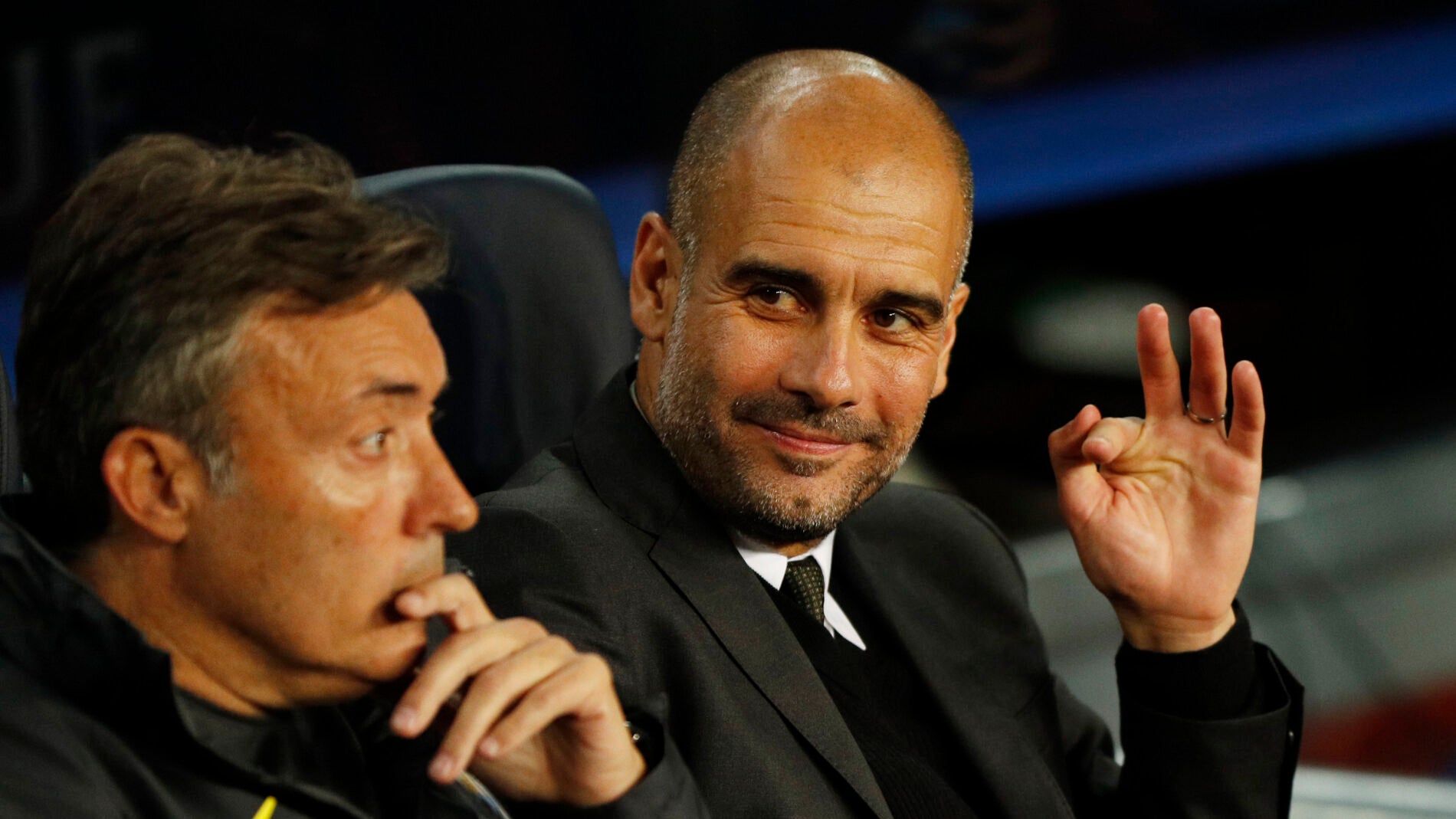 Pep Guardiola, durante el partido contra el Barcelona