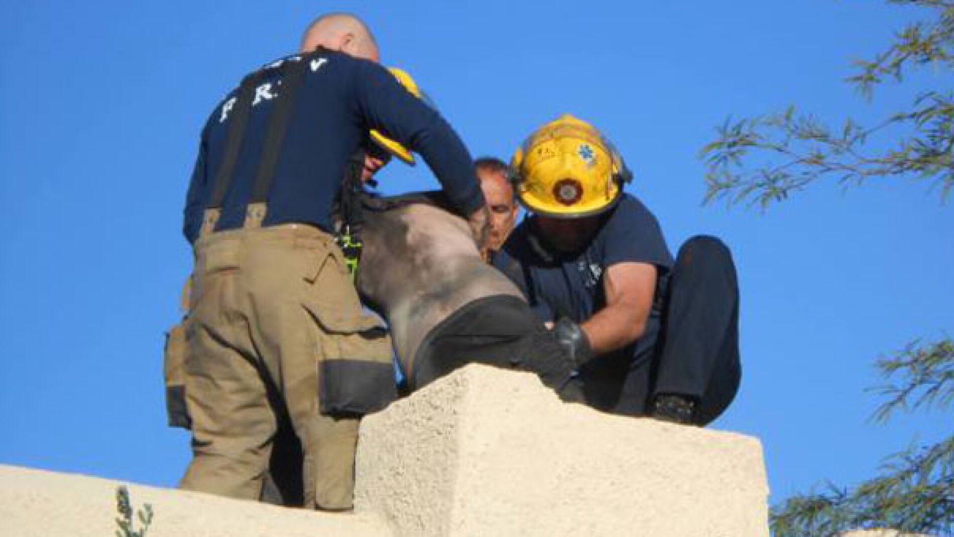 Un joven intenta acceder a su casa por la chimenea y queda atrapado