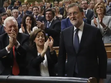 Mariano Rajoy, aplaudido por los diputados de su partido Mariano Rajoy, aplaudido por los diputados de su partido